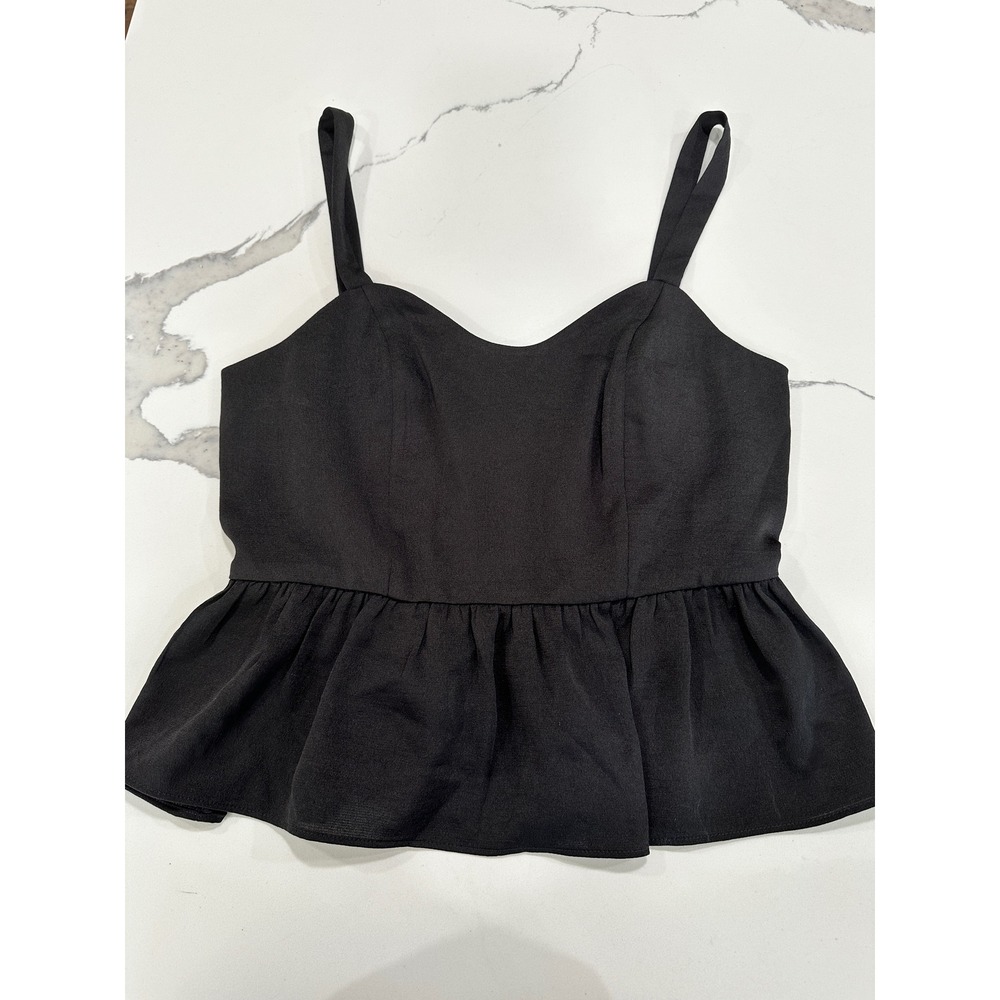 Express Black Peplum Camisole Sweetheart Neck Smocked Back Top NWT Size S